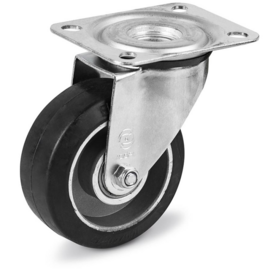 Zwenkwiel met elastische rubberband, velg van aluminium, stalen gaffel en plaatbevestiging, meerdere afmetingen