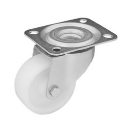 Zwenkwiel met polyamide band, stalen gaffel en plaatbevestiging, meerdere afmetingen