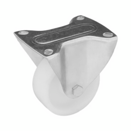 Bokwiel met polyamide band, stalen gaffel en plaatbevestiging, meerdere afmetingen