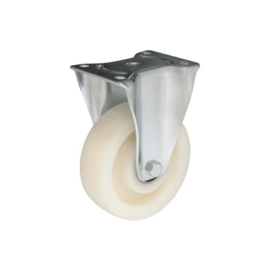 Zwaarlast bokwiel met polyamide band, stalen gaffel en plaatbevestiging, meerdere afmetingen