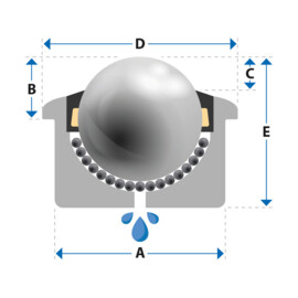 Ball Transfer Unit, 15 mm, with stainless steel ball, flush mounted, maximum weight 50 kg, Omnitrack M15A